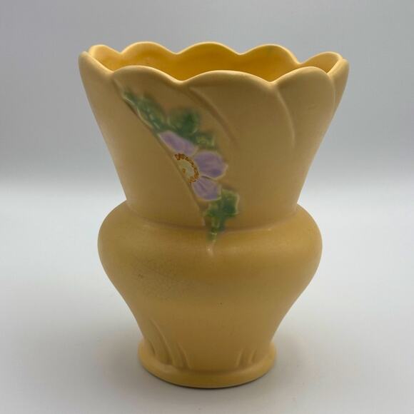 Vintage Art Deco Weller Art Pottery Vase Floral Scalloped Antique Ceramic B-4 - Picture 6 of 11